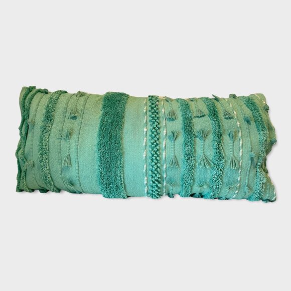 Big green Indian lumbar pillow - Picture 1 of 3
